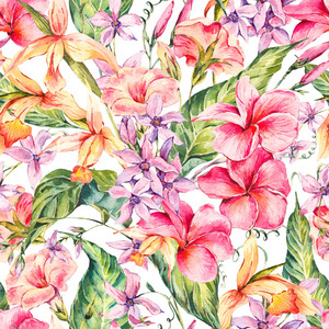 水彩花卉熱帶無縫圖案的創作之美